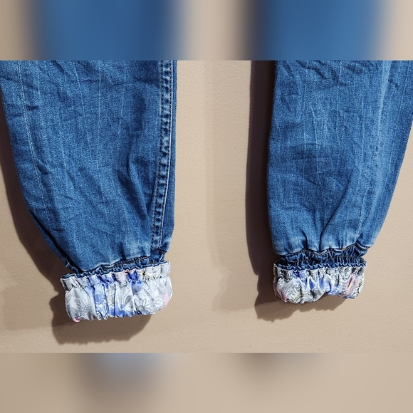 DESIGUAL NWT Flower Embroidered Straight Leg W/ankle Elastic Jeans BOHO Hippie - Picture 15 of 16